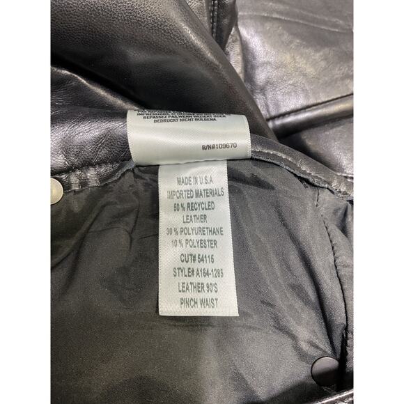 Agolde 90'S Black Leather Recycled Leather Fitted Pant Size 24 - Picture 5 of 5